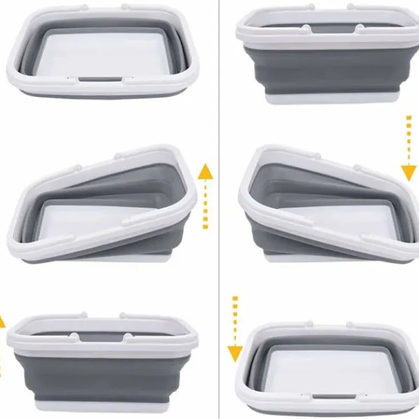 Outlet 1-delad hopfällbar diskho, hopfällbar tvättkorg i plast, bärbar picknickkorg för utomhusbruk, för diskning, camping, vandring och H