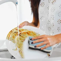 New 8-delad kökssvampset i kattform, dubbelsidig rengöringssvamp för disk, frukt, tallrik, badrum, slumpmässig färg