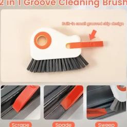 Outlet 2-delad mångsidig fönsterremsa-rengöringsverktyg med borstar för flera användningsområden, perfekt för rengöring av skjutdörrsskenor