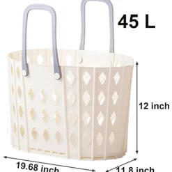 Online 2-Delad Tvättkorg i Plast, Hopfällbar Tvättkorg, 45 Liter Sovrumsförvaring, Hopfällbar Tvättkorg med Bärhandtag (2 Vita)
