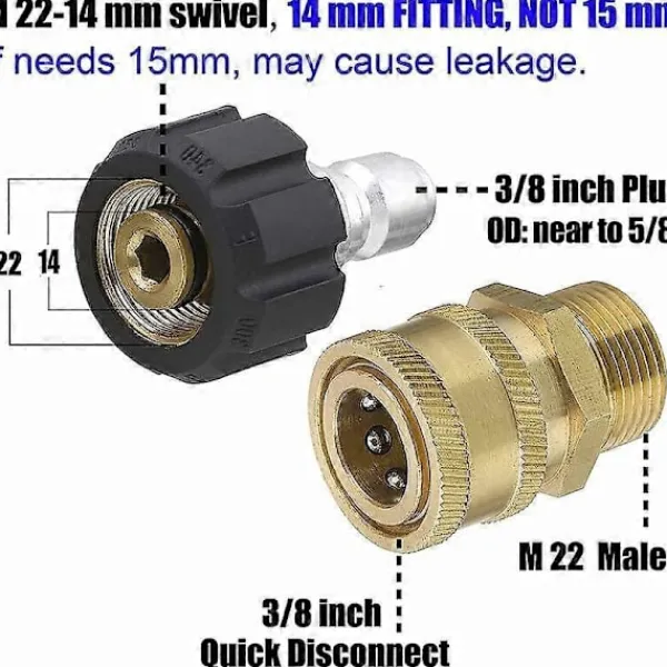 Online 8-delars M22 Roterbar 3/8 Snabbkoppling, 3/4 Snabbkopplingsadapterkit för Högtryckstvätt -