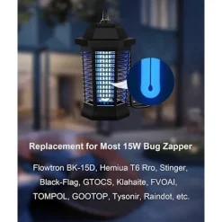 Discount Dichroma Ersättningslampa för Insektsdödare 15W med 4-Stiftsbas, Ful 15W-BL U-formad Dubbelrörslampa för Utomhus Myggdödare, 1-pack