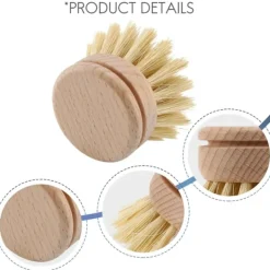 Sale Diskborste, diskborste, 6 st utbytesborsthuvuden i trä, rengöringsborste för disk, påfyllningsbar