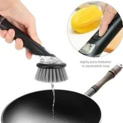 Best Diskborste för kök med tvålbehållare Skrubber Rengöringsverktyg Svart