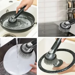 Best Diskborste för kök med tvålbehållare Skrubber Rengöringsverktyg Svart