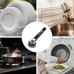 Best Diskborste för kök med tvålbehållare Skrubber Rengöringsverktyg Svart