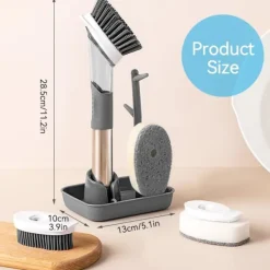 Online Diskborste med 4 Ersättningshuvuden och Tvålbehållare Svamp Rengöringsset Grå