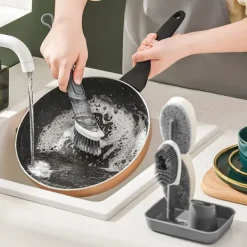 Online Diskborste med 4 Ersättningshuvuden och Tvålbehållare Svamp Rengöringsset Grå