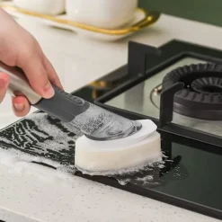 Online Diskborste med 4 Ersättningshuvuden och Tvålbehållare Svamp Rengöringsset Grå