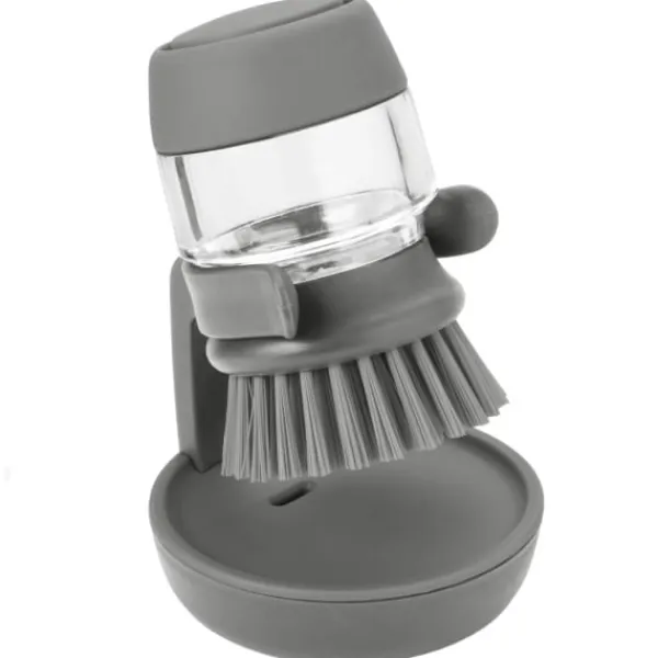 Diskborste med behållare för diskmedel grå