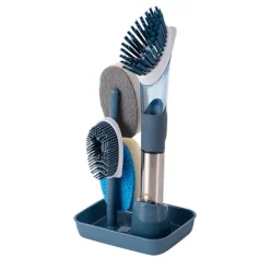 Sale Diskborste med diskmedelsbehållare, rengöringsborste med 4 olika utbyteshuvuden, för köksrengöring