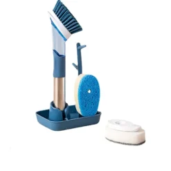 Sale Diskborste med diskmedelsbehållare, rengöringsborste med 4 olika utbyteshuvuden, för köksrengöring