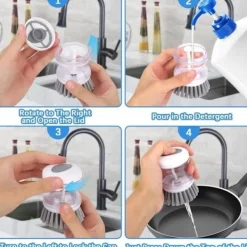 Best Generic Diskborste med flytande tvålbehållare, Diskborste med diskmedelsbehållare, Diskborste med behållare