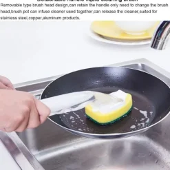 Discount Diskborste med svamp - Diskborste med 1 diskborste och 7 påfyllningsbara svamphuvuden, återanvändbara rengöringssvampar för köket, rengöring