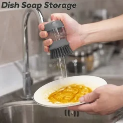 Online NICEGOU Diskborste med Tvåldispenser, Köksborste för Rengöring av Disk, Kastruller, Pannor och Diskbänkar -- Grå