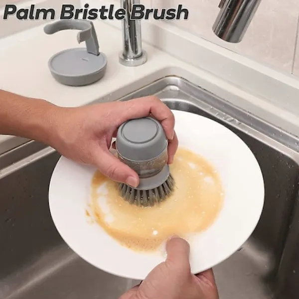 Online NICEGOU Diskborste med Tvåldispenser, Köksborste för Rengöring av Disk, Kastruller, Pannor och Diskbänkar -- Grå