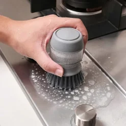 Online NICEGOU Diskborste med Tvåldispenser, Köksborste för Rengöring av Disk, Kastruller, Pannor och Diskbänkar -- Grå