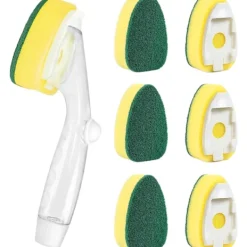 Diskborste Refill med Tvålbehållare (6 st) - Repfria Svamphuvuden, Kraftiga, för Diskmedelsdispenser