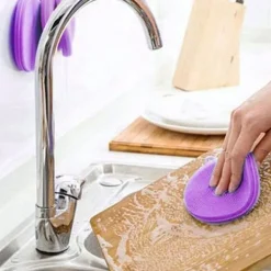 Hot Diskborste, Silikonsvamp, Silikonsvamp, Diskborste, för att tvätta grönsaker, frukt och tallrikar, 2 st lila