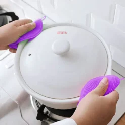 Hot Diskborste, Silikonsvamp, Silikonsvamp, Diskborste, för att tvätta grönsaker, frukt och tallrikar, 2 st lila