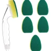 Outlet Diskborste Svamp, Diskmaskin Svamp, Diskmaskin Skrubbsvamp med Handtag 6 Påfyllningsersättning Svamp Huvuden för Kök Badrum Diskho