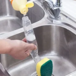 Outlet Diskborste Svamp, Diskmaskin Svamp, Diskmaskin Skrubbsvamp med Handtag 6 Påfyllningsersättning Svamp Huvuden för Kök Badrum Diskho