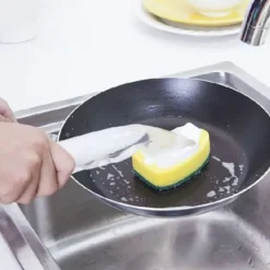 Outlet Diskborste Svamp, Diskmaskin Svamp, Diskmaskin Skrubbsvamp med Handtag 6 Påfyllningsersättning Svamp Huvuden för Kök Badrum Diskho