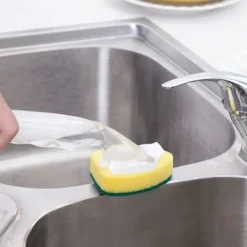 Outlet Diskborste Svamp, Diskmaskin Svamp, Diskmaskin Skrubbsvamp med Handtag 6 Påfyllningsersättning Svamp Huvuden för Kök Badrum Diskho