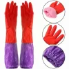 New Diskhandskar plus sammet varma hushållshandskar vinter latex pvc handskar långa rena vattentäta hushållshandskar