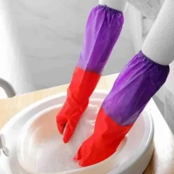 New Diskhandskar plus sammet varma hushållshandskar vinter latex pvc handskar långa rena vattentäta hushållshandskar