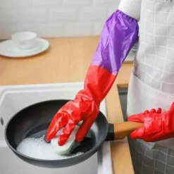 New Diskhandskar plus sammet varma hushållshandskar vinter latex pvc handskar långa rena vattentäta hushållshandskar