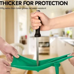 Clearance Diskhandskar, återanvändbara rengöringshandskar i gummi för kök, extra tjocka, långa ärmar (M, Grön, 10 par)