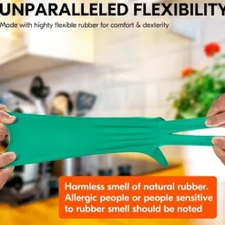 Clearance Diskhandskar, återanvändbara rengöringshandskar i gummi för kök, extra tjocka, långa ärmar (M, Grön, 10 par)