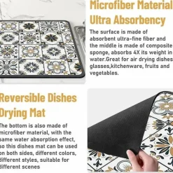 Best Diskmatta, superabsorberande diskmatta, snabbtorkande nanofiber diskbänksmatta (30 X 40 cm)