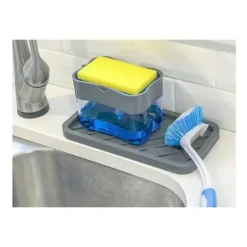 New Generic Diskmedelsbehållare med Svamp / Svamphållare och Tvåldispenser - Diskorganisatör med Svamp