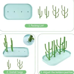 Outlet Diskställ i ABS - Kaktusform - för nappflaskor, bestick, nappar, halsband, örhängen, ringar, muggar