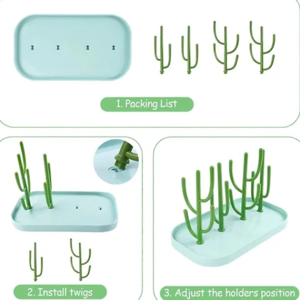Outlet Diskställ i ABS - Kaktusform - för nappflaskor, bestick, nappar, halsband, örhängen, ringar, muggar