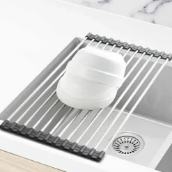 Diskställ i rostfritt stål, torkställning, rullbar, vikbar, 1-pack 1-Pack