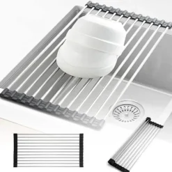 Diskställ i rostfritt stål, torkställning, rullbar, vikbar, 1-pack 1-Pack