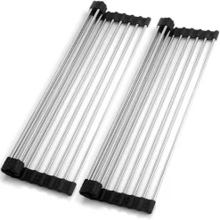 Clearance Diskställ Torkställ i rostfritt stål Rullbar Hopvikbar 2-Pack