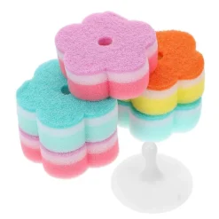Clearance Disktrasor i blandade färger för kök, 5 st blomformade skrubbsvampar