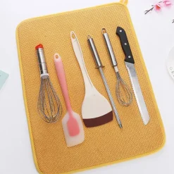 Hot Diskunderlägg i mikrofiber, superabsorberande torkmatta i mikrofiber, gul