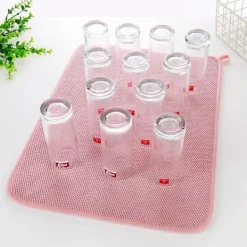 Diskunderlägg i mikrofiber, superabsorberande torkmatta i rosa