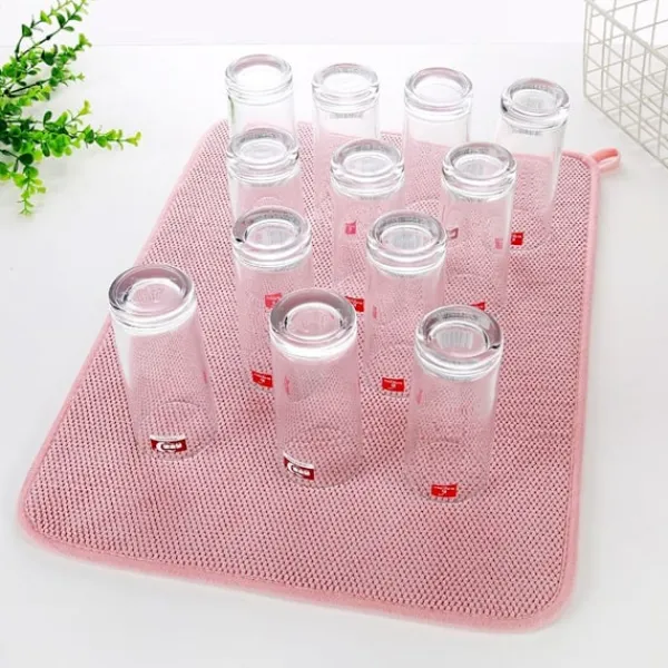 Diskunderlägg i mikrofiber, superabsorberande torkmatta i rosa