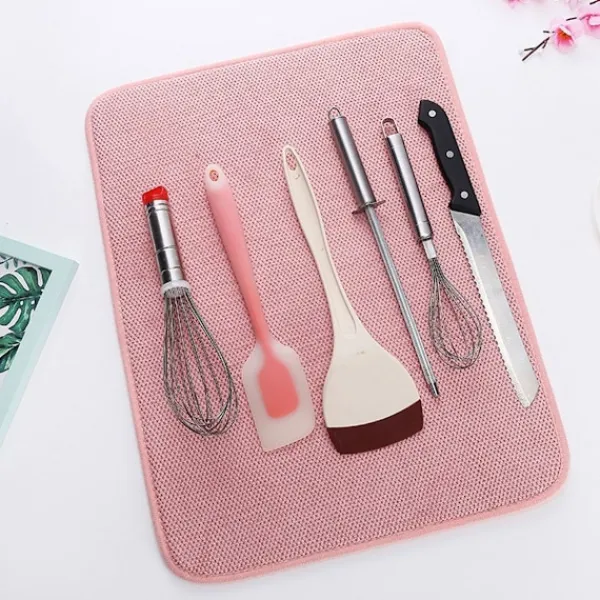 Diskunderlägg i mikrofiber, superabsorberande torkmatta i rosa