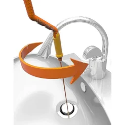 Outlet Drain Weasel Avloppsrensare - 65 cm - Verktyg för att ta bort hår från avlopp med roterande handtag & 3