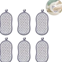 Sale Dubbelsidig disktrasa återanvändbar tvättbar svamp 16×9cm – Repfri svamp för kök, badrum och känsliga ytor – 6-pack