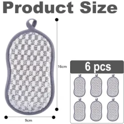 Sale Dubbelsidig disktrasa återanvändbar tvättbar svamp 16×9cm – Repfri svamp för kök, badrum och känsliga ytor – 6-pack