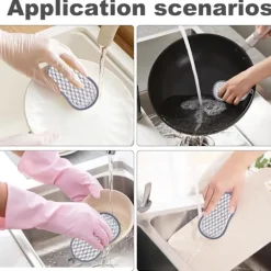 Sale Dubbelsidig disktrasa återanvändbar tvättbar svamp 16×9cm – Repfri svamp för kök, badrum och känsliga ytor – 6-pack