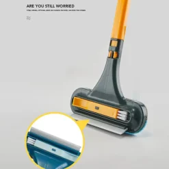 Online Dubbelsidig fönsterskrapa Multifunktionellt hushållsrengöringsverktyg med grönt gult handtag